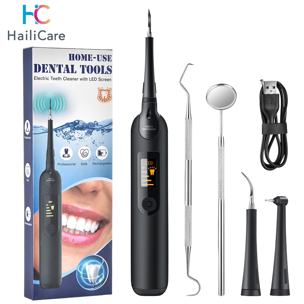 Electric Sonic Scaler Oral Dental Irrigator Tooth Calculus Remover Rechargeable Stains Tartar clean Tool with LED Display | Красота и