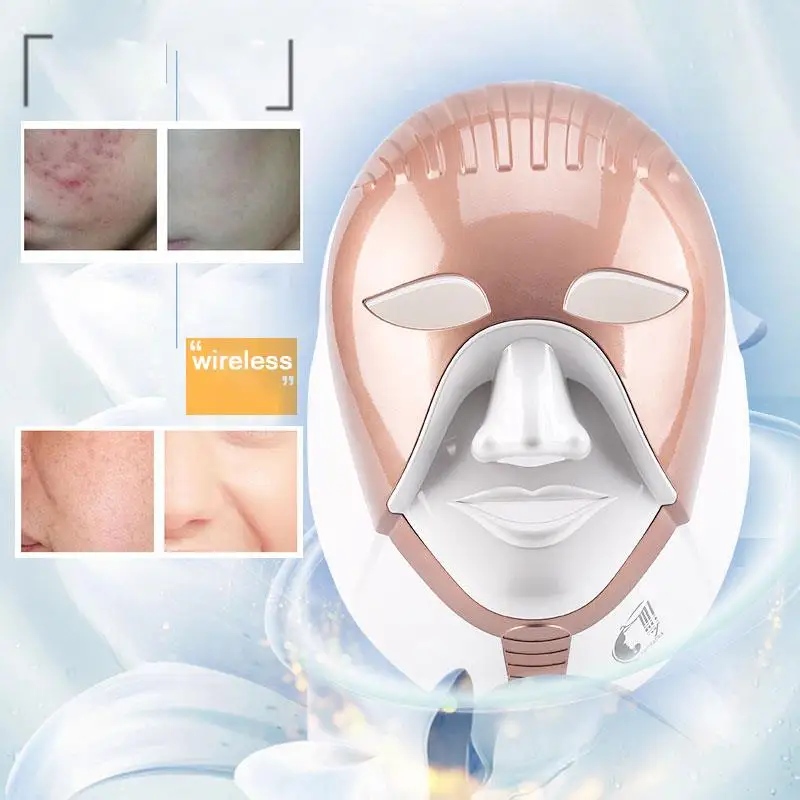 Light Therapy Mask Light Facial Mask Led Facial Mask 7 Colors Gold Pretty Electric Rejuvenation Whitening Deep Cleansing