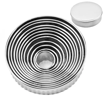12PCS Fluted Cookie Biscuit Cutter Set Stainless Steel Circle Pastry Molds for Donut Pastries Fondant Cake
12PCS Fluted Cookie Biscuit Cutter Set Stainless Steel Circle Pastry Molds for Donut Pastries Fondant Cake