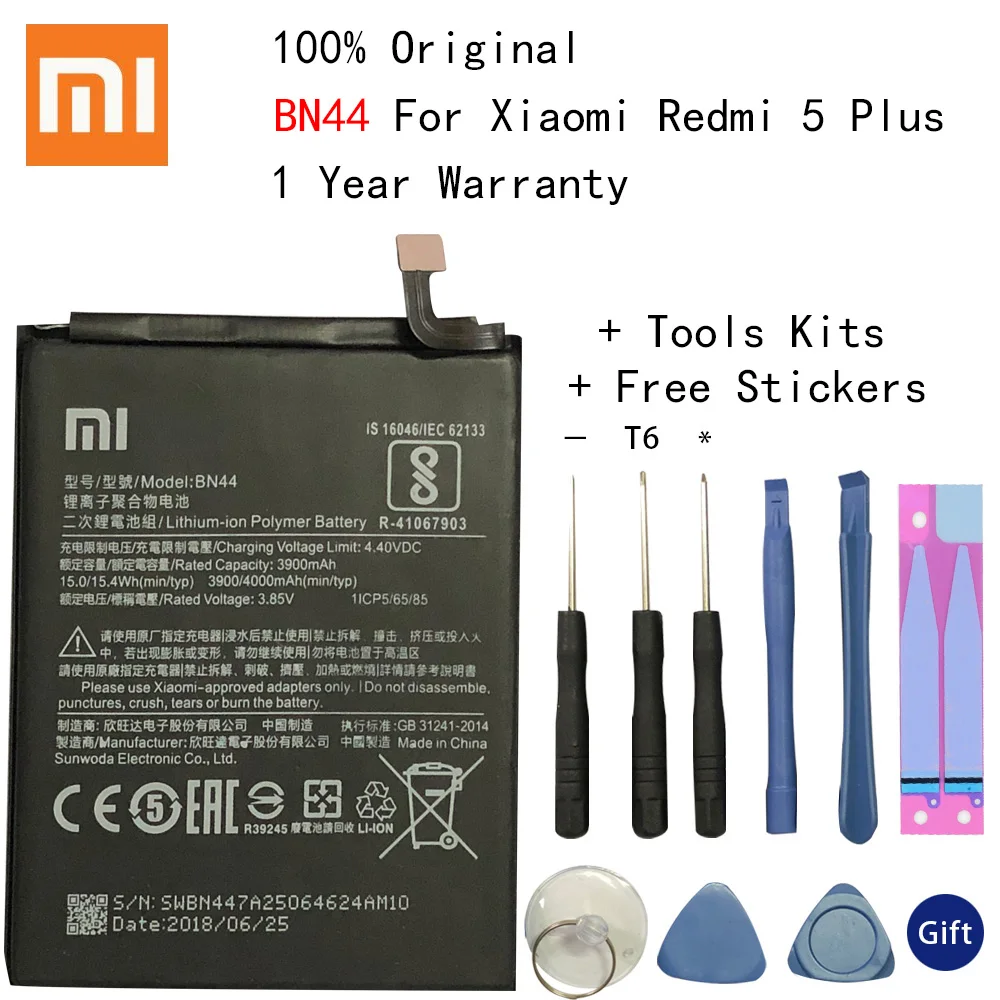 Original Replacement Battery For Xiaomi Mi Redmi 5 plus 5.99" Redrice 5 Plus BN44 Genuine Phone Battery 4000mAh
Original Replacement Battery For Xiaomi Mi Redmi 5 plus 5.99" Redrice 5 Plus BN44 Genuine Phone Battery 4000mAh