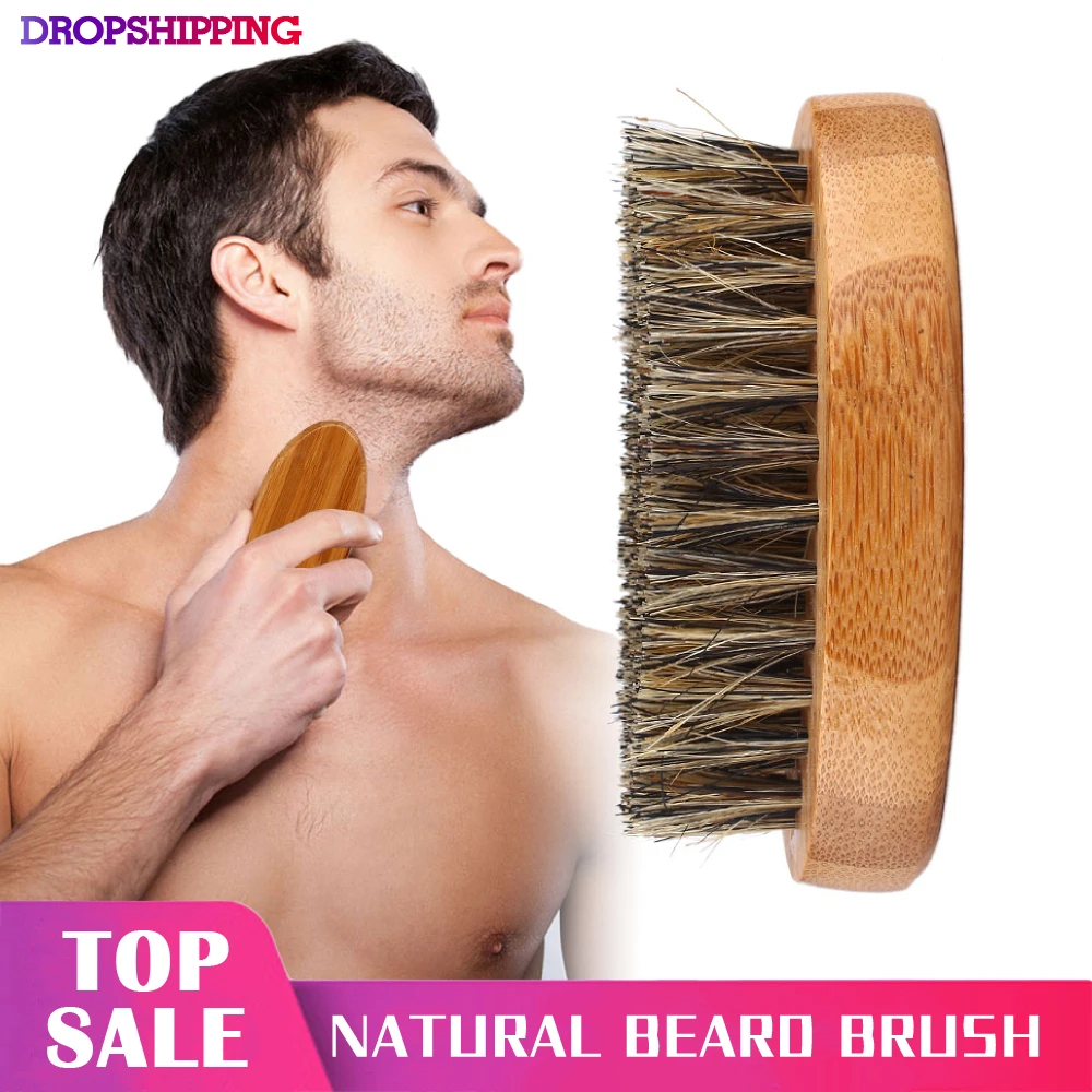 Мужская щетка для бороды 8 см расческа бритья с натуральной щетиной ручная работа