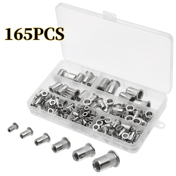 165pcs Rivet Nuts Stainless Steel Flat Head Metric Threaded Rivet Nut Assortment Kit M3 M4 M5 M6 M8 M10 Non-titanium Alloy 
165pcs Rivet Nuts Stainless Steel Flat Head Metric Threaded Rivet Nut Assortment Kit M3 M4 M5 M6 M8 M10 Non-titanium Alloy