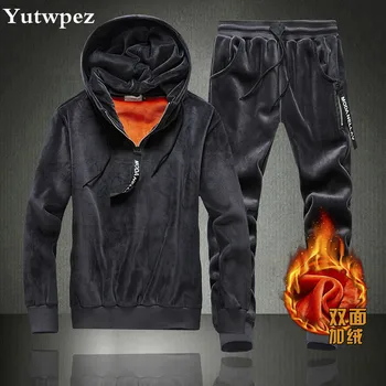 Tracksuit Men 2pcs Fleece Running Sports Suit Hooded Sportswear Sport Suit Warm Winter Running Set Man Sweat Suits Men Coat 2019
Tracksuit Men 2pcs Fleece Running Sports Suit Hooded Sportswear Sport Suit Warm Winter Running Set Man Sweat Suits Men Coat 2019