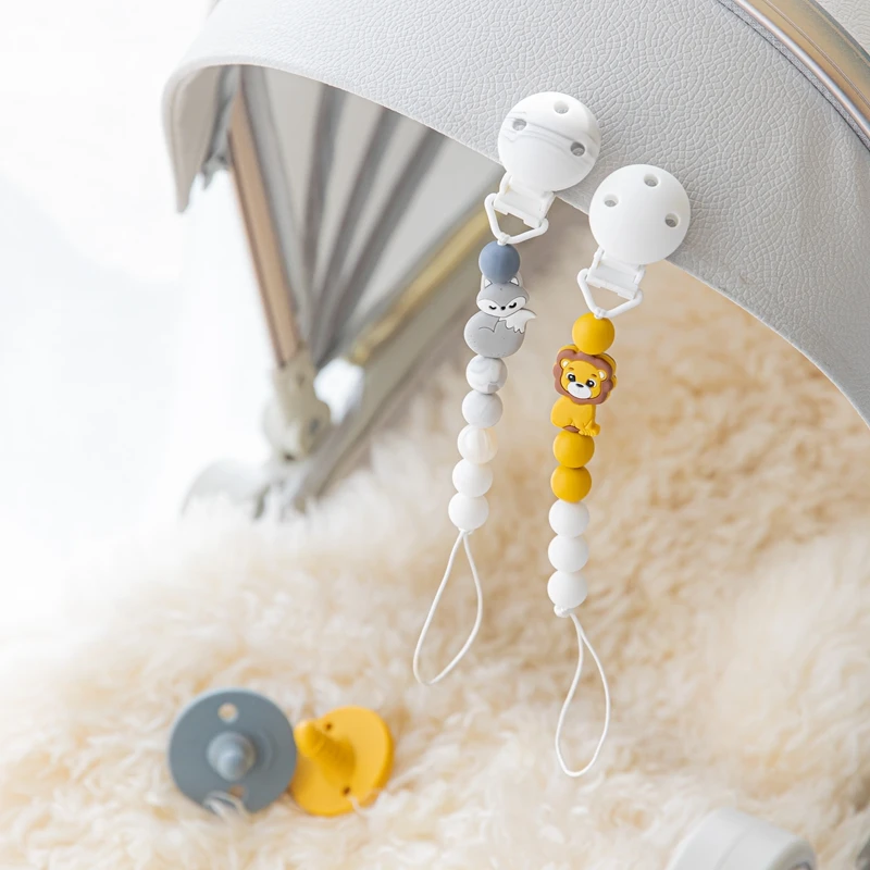 1pcs Baby Teethers Food Grade Silicone Teether Baby Teething Nursing Pacfier Chain Clips Avocado Rodent Bead Toddler Toys Gifts