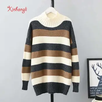 Plus size Striped Turtleneck wool women loose sweaters 2020 NEW winter casual ladies knitted pullovers tops female oversize
Plus size Striped Turtleneck wool women loose sweaters 2020 NEW winter casual ladies knitted pullovers tops female oversize