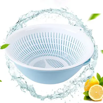 Double Layers Kitchen Drain Basket Fruit Basket Vegetables Washing Strainer Basin Storage Basket Kitchen Tool AccessoryBlueM
Double Layers Kitchen Drain Basket Fruit Basket Vegetables Washing Strainer Basin Storage Basket Kitchen Tool AccessoryBlueM