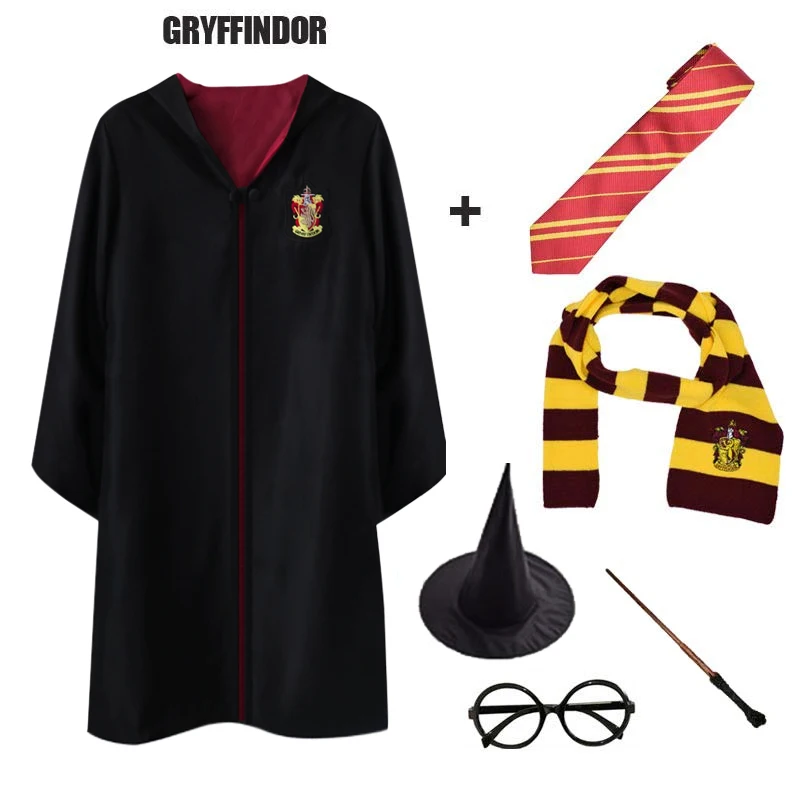 Gryffindor Potter Magic Cloak Robe Cape Tie Scarf Wand Glasses Cosplay Potter Costume Slytherin Cosplay Costumes Gifts Halloween
Gryffindor Potter Magic Cloak Robe Cape Tie Scarf Wand Glasses Cosplay Potter Costume Slytherin Cosplay Costumes Gifts Halloween