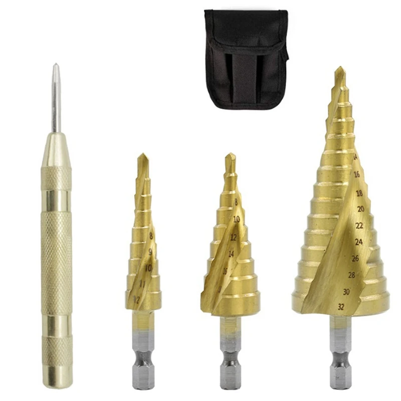 4Pcs Titanium Straight Slot Step Drill with Pagoda-Shaped Hole Cutter in Aluminum Core Drill
4Pcs Titanium Straight Slot Step Drill with Pagoda-Shaped Hole Cutter in Aluminum Core Drill