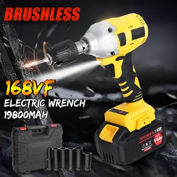 168VF 19800mAh Electric Brushless Impact Wrench 1/2 Socket Wrench Power Tool Cordless With Rechargeable Battery Accessories
168VF 19800mAh Electric Brushless Impact Wrench 1/2 Socket Wrench Power Tool Cordless With Rechargeable Battery Accessories