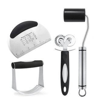 4Pcs/set Pizza Cutter Stainless Steel Dough Cutter PastryBlender Set Rolling Pin Professional Baking Dough Tools DC112
4Pcs/set Pizza Cutter Stainless Steel Dough Cutter PastryBlender Set Rolling Pin Professional Baking Dough Tools DC112
