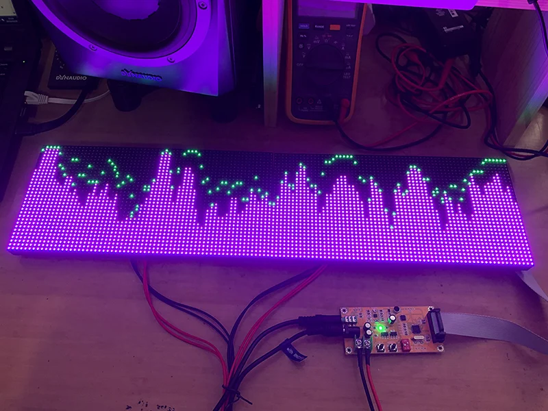 Full Color RGB Music Audio Spectrum Display Screen KTV Stage LED Rhythm Light 64 Mode Level Indicator VU Meter DIY