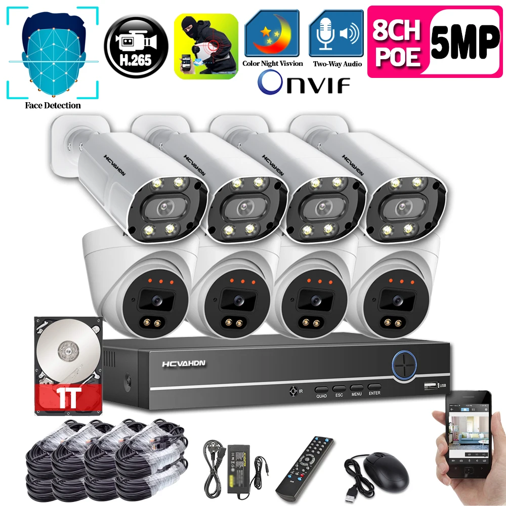 HD 5MP POE AI Camera Color Night CCTV Security Camera System Face Detection Human Detection P2P Video Surveillance Set
HD 5MP POE AI Camera Color Night CCTV Security Camera System Face Detection Human Detection P2P Video Surveillance Set