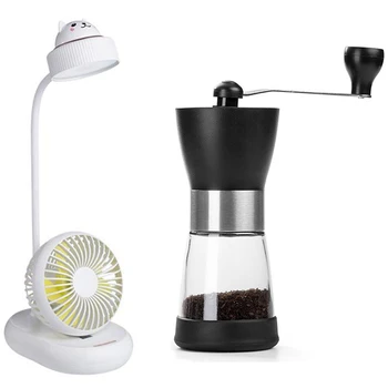 USB Fan Bendable 3 Stage Adjustable Desk Desktop Light with LED Light & Manual Coffee Grinder
USB Fan Bendable 3 Stage Adjustable Desk Desktop Light with LED Light & Manual Coffee Grinder