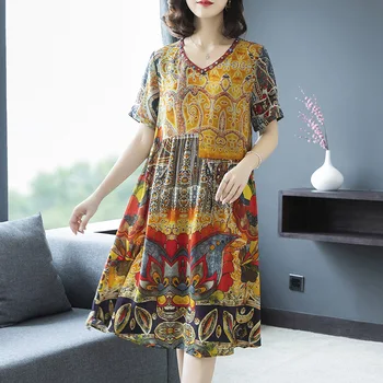 Women's Summer Casual Silk Dress 2020 Mid-length Loose Breathable Beach Travel Dress Holiday Vacation Beach Dress 
Women's Summer Casual Silk Dress 2020 Mid-length Loose Breathable Beach Travel Dress Holiday Vacation Beach Dress