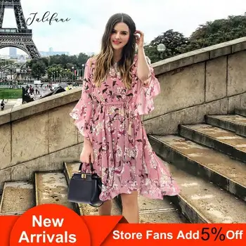 Elastic High Waist Sashes Dress Chiffon Women Summer Casual A line Print Dress 2020 Fashion Butterfly Sleeve Office Lady Dress
Elastic High Waist Sashes Dress Chiffon Women Summer Casual A line Print Dress 2020 Fashion Butterfly Sleeve Office Lady Dress