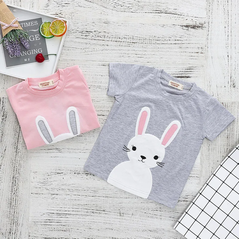Baby Girls Pink Grey Kids Graphic Tee Short Sleeve Cartoon Rabbit Print Tshirt Children Clothing Kids Tops
Baby Girls Pink Grey Kids Graphic Tee Short Sleeve Cartoon Rabbit Print Tshirt Children Clothing Kids Tops