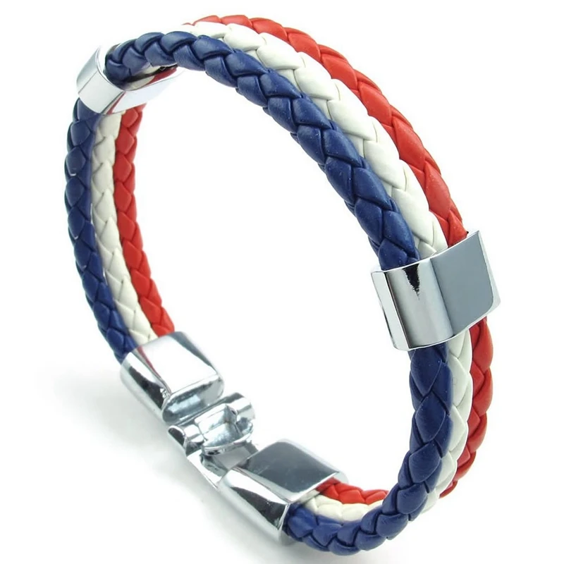 Jewelry bracelet, France French flag bracelet, for men's and ladies' leather, alloy, white red-blue (width 14 mm, length 21.5 cm
Jewelry bracelet, France French flag bracelet, for men's and ladies' leather, alloy, white red-blue (width 14 mm, length 21.5 cm