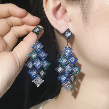 CWWZircons Luxury Long Dangle Drop Black Gold Color Blue CZ Earrings for Women Shiny Cubic Zirconia Bridal Wedding Jewelry CZ769
CWWZircons Luxury Long Dangle Drop Black Gold Color Blue CZ Earrings for Women Shiny Cubic Zirconia Bridal Wedding Jewelry CZ769