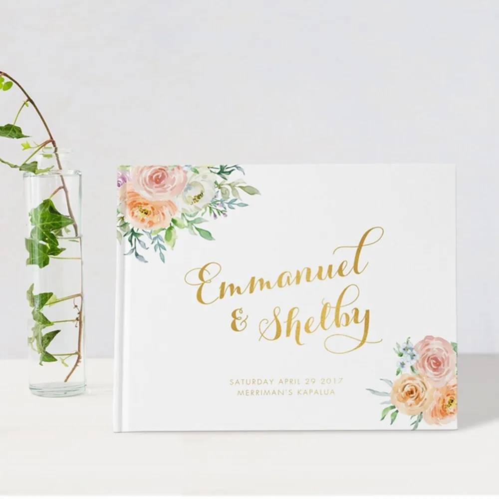 Personalized Floral Wedding Guest Book, Pastel Flowers Romantic Engagement Guestbook, Mr and Mrs Wedding names and date Book,
Personalized Floral Wedding Guest Book, Pastel Flowers Romantic Engagement Guestbook, Mr and Mrs Wedding names and date Book,