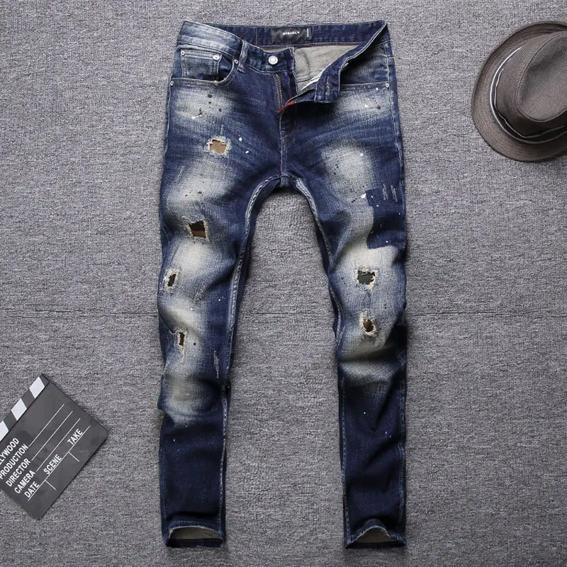 2020 New Blue Color Streetwear Biker Jeans Fashion Hole Men Jeans Slim Fit Spliced Designer Ripped Jeans Men Hip Hop Pants
2020 New Blue Color Streetwear Biker Jeans Fashion Hole Men Jeans Slim Fit Spliced Designer Ripped Jeans Men Hip Hop Pants