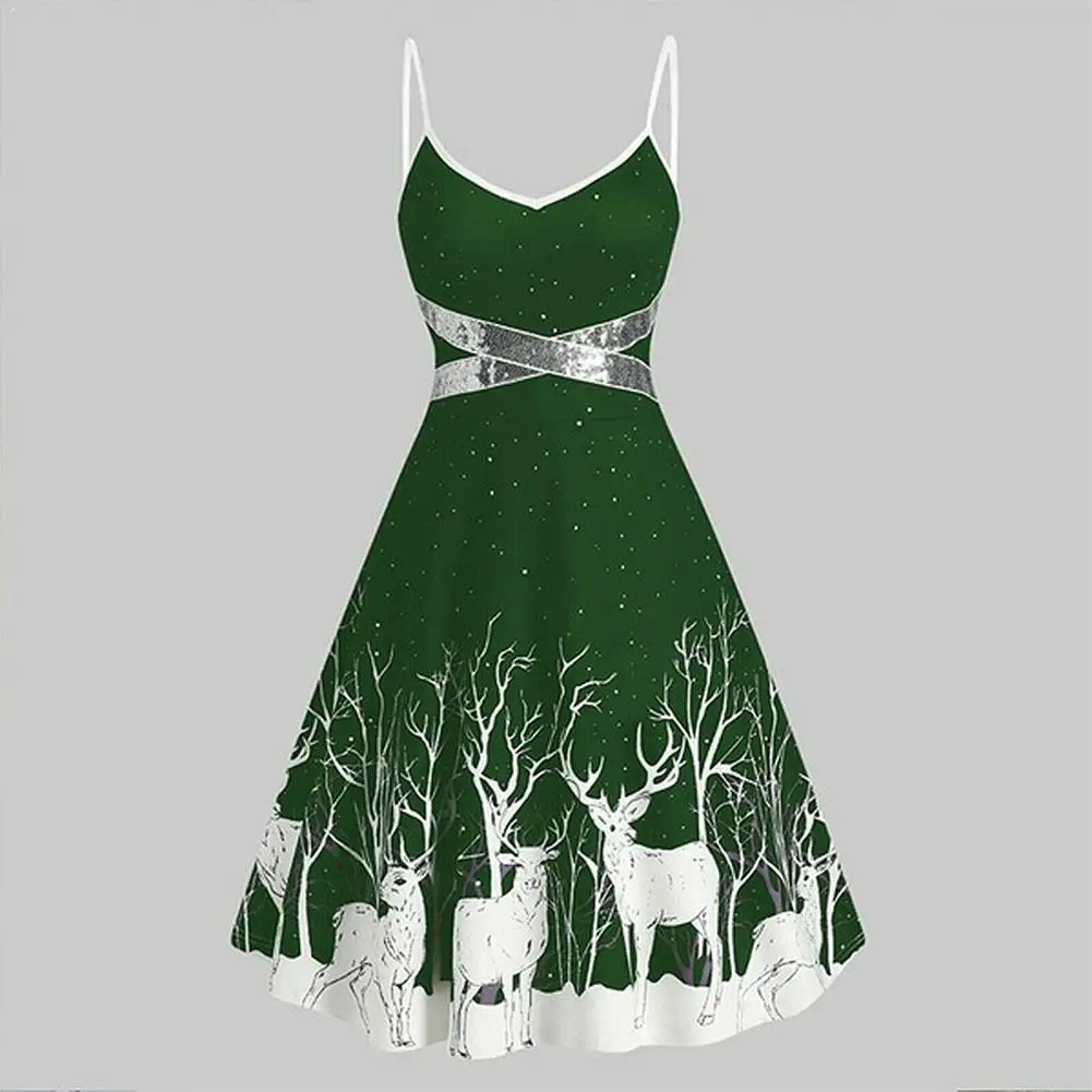 2020 Christmas Fawn Sling A-line Lace Dress Print Sequin Sleeveless Party Winter Tight Patchwork Dress Sexy Dresses Skater K6R4
2020 Christmas Fawn Sling A-line Lace Dress Print Sequin Sleeveless Party Winter Tight Patchwork Dress Sexy Dresses Skater K6R4