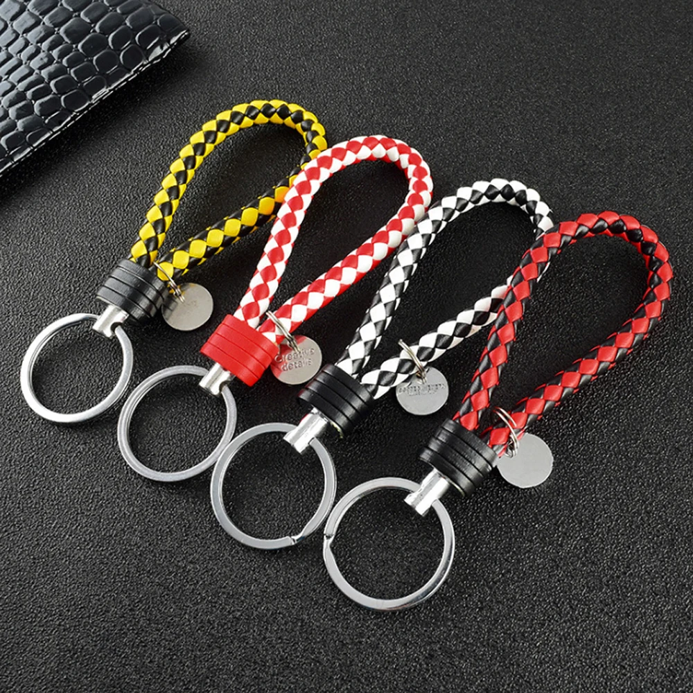 DIY Leather Rope Keychain Hand-Woven Key Chain Car Keyring Key Holder Metal Key Rings Auto Accessories Car-styling
DIY Leather Rope Keychain Hand-Woven Key Chain Car Keyring Key Holder Metal Key Rings Auto Accessories Car-styling