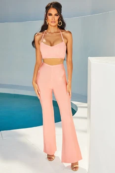 Women's Clothing Set Sexy Nude Bandage 2 Pieces Set Slim Halter Short Tops + Boot Cut Trousers Pants
Women's Clothing Set Sexy Nude Bandage 2 Pieces Set Slim Halter Short Tops + Boot Cut Trousers Pants