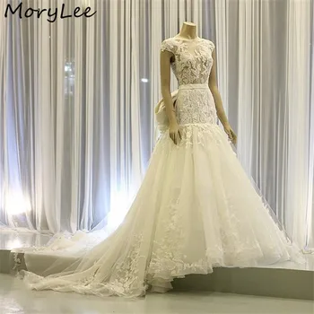 Gorgeous Wedding Dresses Scoop Cap Sleeves Lace Applique Soft Tulle Mermaid Wedding Dresses Covered Button Back vestido de noiva
Gorgeous Wedding Dresses Scoop Cap Sleeves Lace Applique Soft Tulle Mermaid Wedding Dresses Covered Button Back vestido de noiva