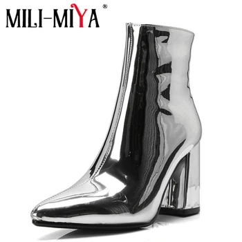 MILI-MIYA Patent Leather Sexy Women Ankle Boot Motorcycle Boots Fashion Zip Pointed Toe Solid Autumn/Early Winter Handmade Lady
MILI-MIYA Patent Leather Sexy Women Ankle Boot Motorcycle Boots Fashion Zip Pointed Toe Solid Autumn/Early Winter Handmade Lady
