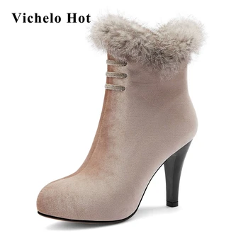 Vichelo Hot new large size winter keep warm recommend platform super high heels rabbit fur decorations sexy lady ankle boots L10
Vichelo Hot new large size winter keep warm recommend platform super high heels rabbit fur decorations sexy lady ankle boots L10