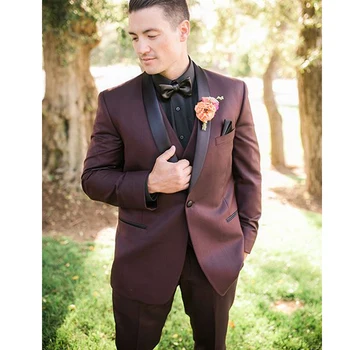 Mens Wedding Costume Burgundy 3 Pieces Prom Suit Wedding Suits for Men Slim Fit Groom Suits Wedding Tuxedos Shawl Lapel
Mens Wedding Costume Burgundy 3 Pieces Prom Suit Wedding Suits for Men Slim Fit Groom Suits Wedding Tuxedos Shawl Lapel
