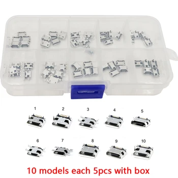 50Pcs/box 10 Models Micro USB Connector Socket Jack USB Connectors Set for MP3/4/5 Lenovo ZTE Huawei Samsung SONY Xiaomi HTC
50Pcs/box 10 Models Micro USB Connector Socket Jack USB Connectors Set for MP3/4/5 Lenovo ZTE Huawei Samsung SONY Xiaomi HTC