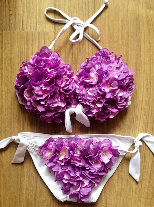 Bikini Stereo Flower Handmade Bathing Suit Flower Bikini High-End Customizable Bathing Suit Handmade Swimwear Underwire