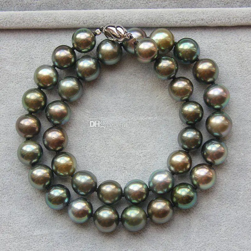 NEW FINE PEARL JEWELRY elegant 10-11mm tahitian round black green pearl necklace 18inch
NEW FINE PEARL JEWELRY elegant 10-11mm tahitian round black green pearl necklace 18inch
