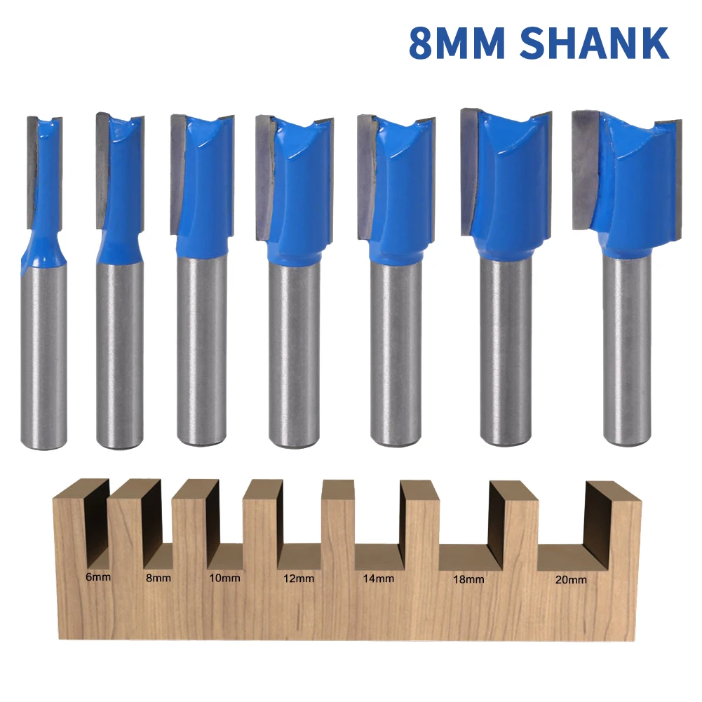 7PCS 8mm Shank Straight Woodworking Router Bit Set Carpenter Milling Cutter 6/8/10/12/14/18/20mm Cutting Diameter Router Bit
7PCS 8mm Shank Straight Woodworking Router Bit Set Carpenter Milling Cutter 6/8/10/12/14/18/20mm Cutting Diameter Router Bit