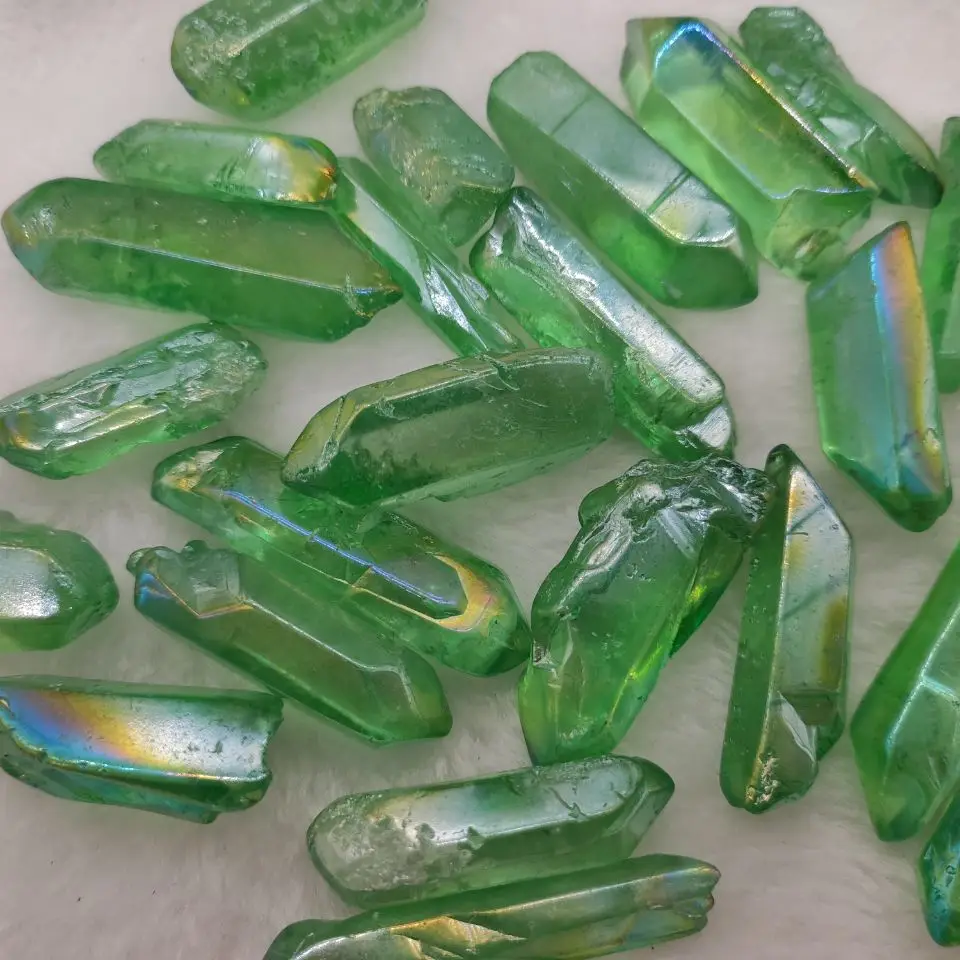 100g Wholesale Electroplated Green Titanium Aura Lemurian Crystal Wand Point Healing Crystal Stone Decor Natural Quartz Cryst
100g Wholesale Electroplated Green Titanium Aura Lemurian Crystal Wand Point Healing Crystal Stone Decor Natural Quartz Cryst