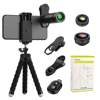 Macro lens phone APEXEL Metal 16x Telephoto Fisheye Wide Angle Macro Four-in-one Set Universal External Phone Lens
Macro lens phone APEXEL Metal 16x Telephoto Fisheye Wide Angle Macro Four-in-one Set Universal External Phone Lens