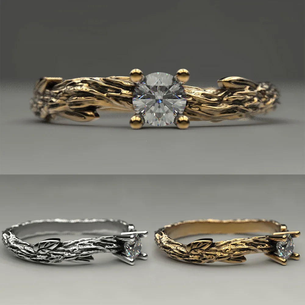 Fashion Retro Branch Shape Simple Ins Style Zircon Ring Gold Two-color Engagement Ring Creative Design New Crystal Female Ring
Fashion Retro Branch Shape Simple Ins Style Zircon Ring Gold Two-color Engagement Ring Creative Design New Crystal Female Ring