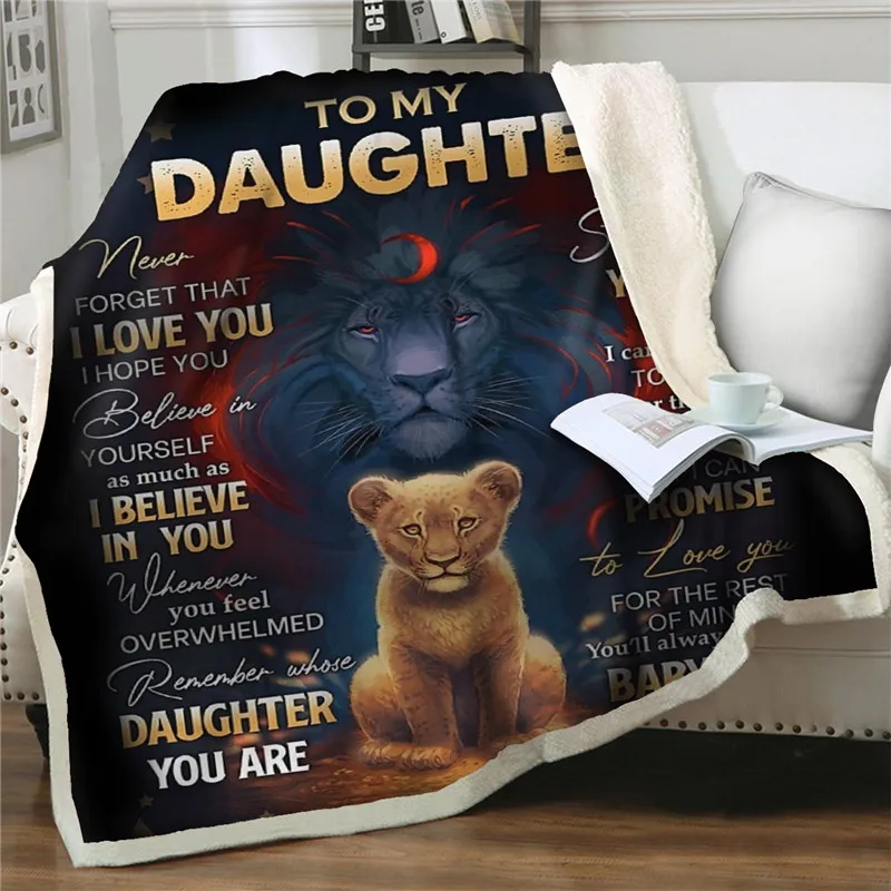 

Reversible Flannel To My Wife/Daughter/Son Letter dreamlike lions Beding Sofa Blanket large Home Textile throw blanket best gift
