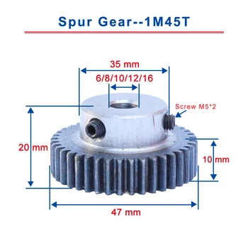 1 Piece 1M45T Spur Gear Bore Size 6/8/10/12/16 mm Motor Gear Low Carbon Steel Material High Quality Metal Gear For Motor
1 Piece 1M45T Spur Gear Bore Size 6/8/10/12/16 mm Motor Gear Low Carbon Steel Material High Quality Metal Gear For Motor