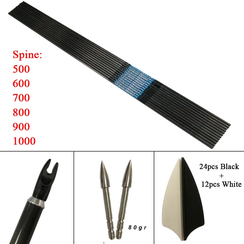 Archery Carbon Arrows Shaft Spine500-1000 ID4.2mm DIY Accessories 80gr Arrow Point for Recurve Compound Bow Hunting 12pcs
Archery Carbon Arrows Shaft Spine500-1000 ID4.2mm DIY Accessories 80gr Arrow Point for Recurve Compound Bow Hunting 12pcs