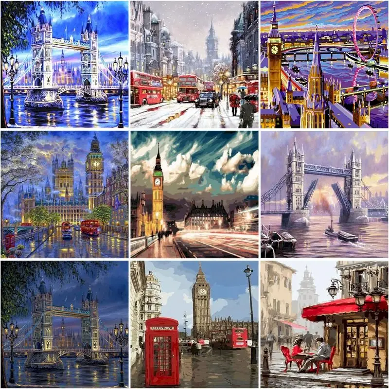 

SDOYUNO painting by numbers london Bridge Landscape Picture By Number On Canvas Hand Made Home Decoration Wall Artwork