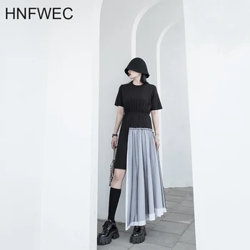 Women Mesh Splcied Hit Color Asymmetric Dress New Round Neck Short Sleeve Loose Fit Fashion Spring Summer 2020 T513 
Women Mesh Splcied Hit Color Asymmetric Dress New Round Neck Short Sleeve Loose Fit Fashion Spring Summer 2020 T513