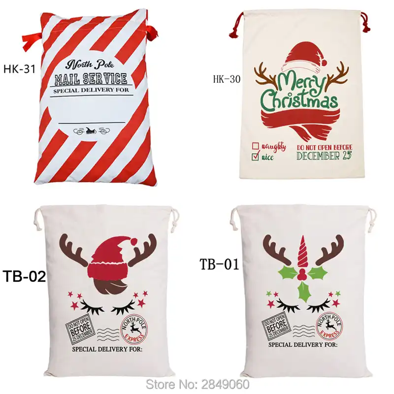 wholesale 50pcs/lot large santa sacks drawstring christmas gift