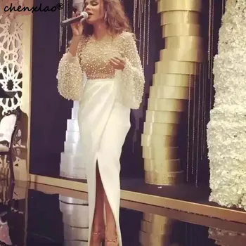 Muslim Evening Dresses Sheath Long Sleeves Pearls Slit Sexy Islamic Dubai Saudi Arabic Long Elegant Evening Gown Prom
Muslim Evening Dresses Sheath Long Sleeves Pearls Slit Sexy Islamic Dubai Saudi Arabic Long Elegant Evening Gown Prom