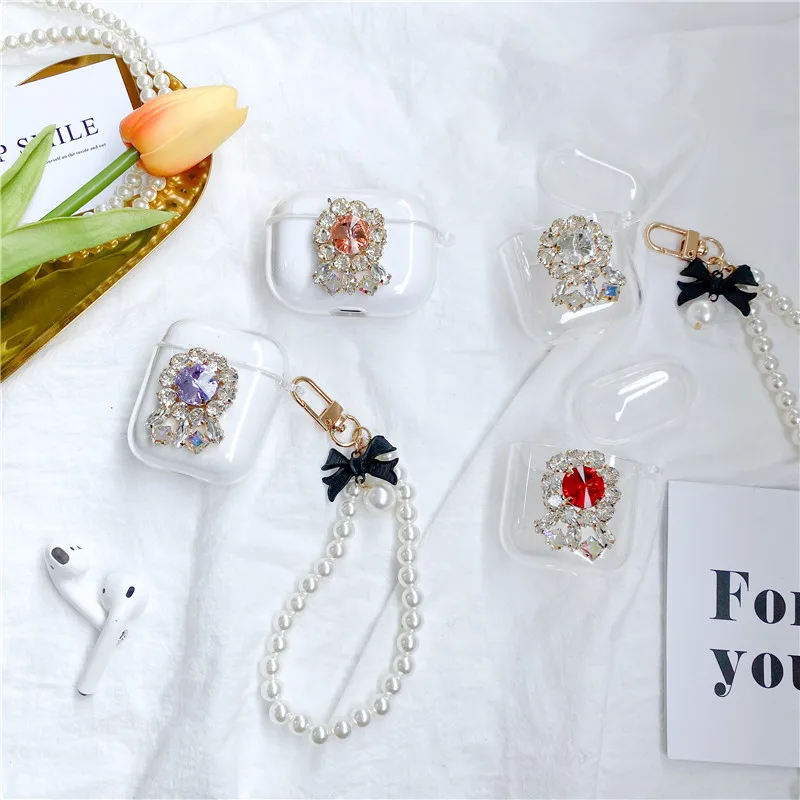 Luxury Gemstone Funda for Airpods Pro Case Soft Clear Earphone Accessorie Cover for Air Pods 1 2 3 Case Pendant Pearl Chain
Luxury Gemstone Funda for Airpods Pro Case Soft Clear Earphone Accessorie Cover for Air Pods 1 2 3 Case Pendant Pearl Chain