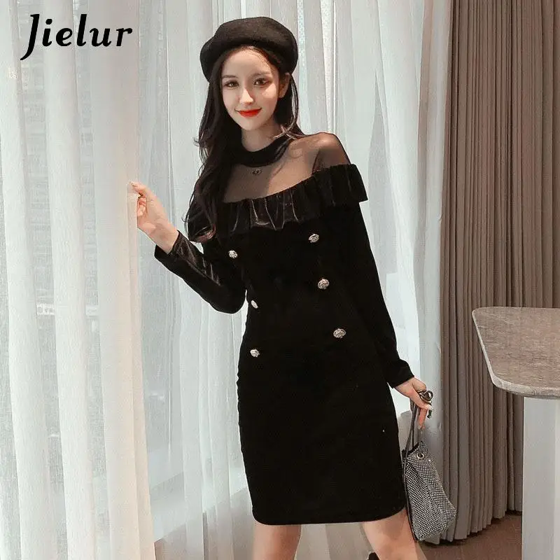 Jielur Gold Velvet Dress Women Mesh Off Shoulder Autumn Winter Long Sleeve Korean Dress Female Elegant Fashion Party Vestidos
Jielur Gold Velvet Dress Women Mesh Off Shoulder Autumn Winter Long Sleeve Korean Dress Female Elegant Fashion Party Vestidos