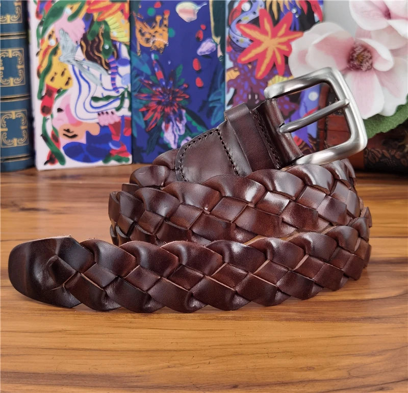 Braided Belt Luxury Leather Men Belt Ceinture Vintage Women's Belt Real Leather Belts For Women Waist knitted Belt Lady MBT0508
Braided Belt Luxury Leather Men Belt Ceinture Vintage Women's Belt Real Leather Belts For Women Waist knitted Belt Lady MBT0508