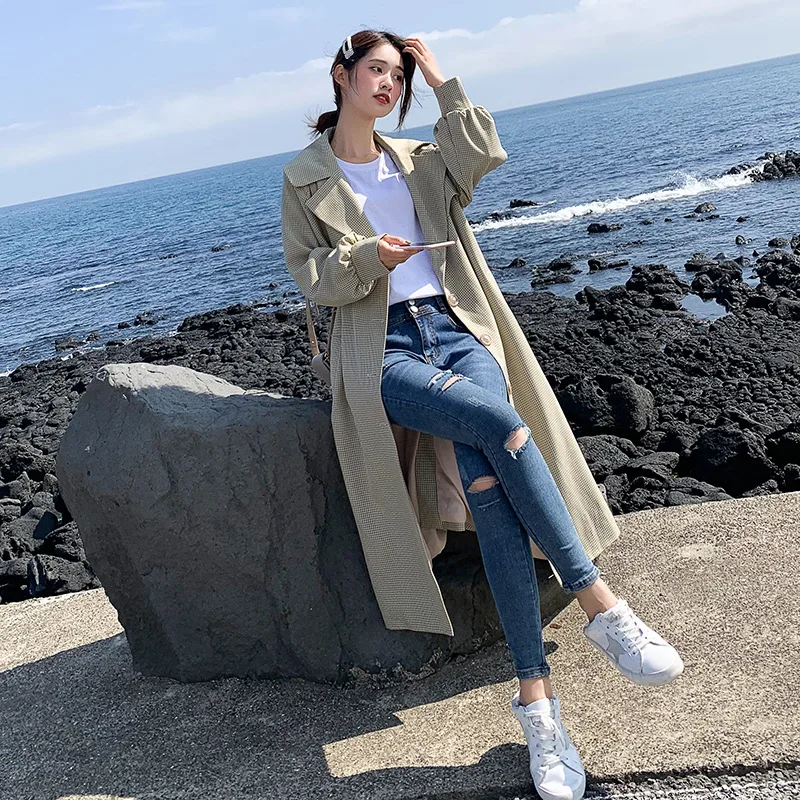 2019 Early Autumn Coat Women's INS Mid-length Loose-Fit Students Plaid College Style Single Breasted Mori Girl England Trench Co
2019 Early Autumn Coat Women's INS Mid-length Loose-Fit Students Plaid College Style Single Breasted Mori Girl England Trench Co