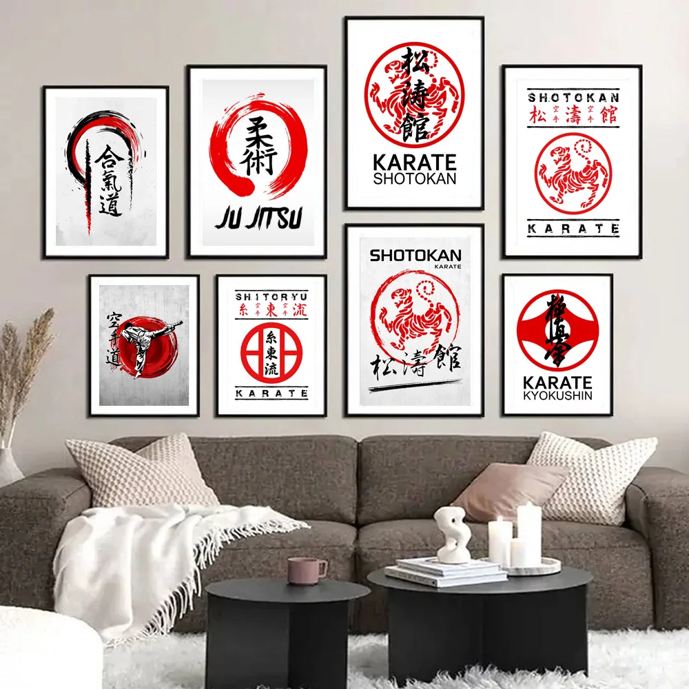 Картина на холсте японская гоюрьюй карат Jujitsu Kanji Shotokan Bushido настенный